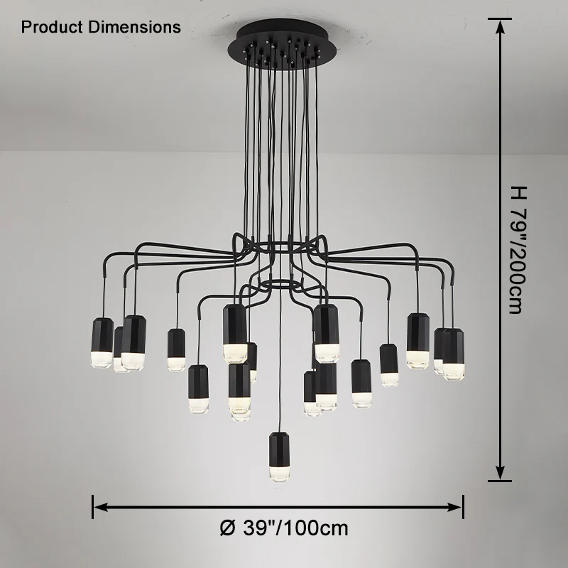 WOMO Black Drop Chandelier -WM2610 - Image 15