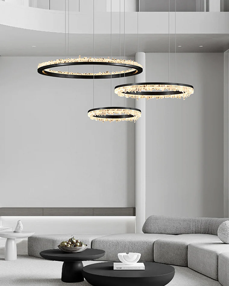 WOMO Black Ring Crystal Chandelier-WM2716 - Image 9
