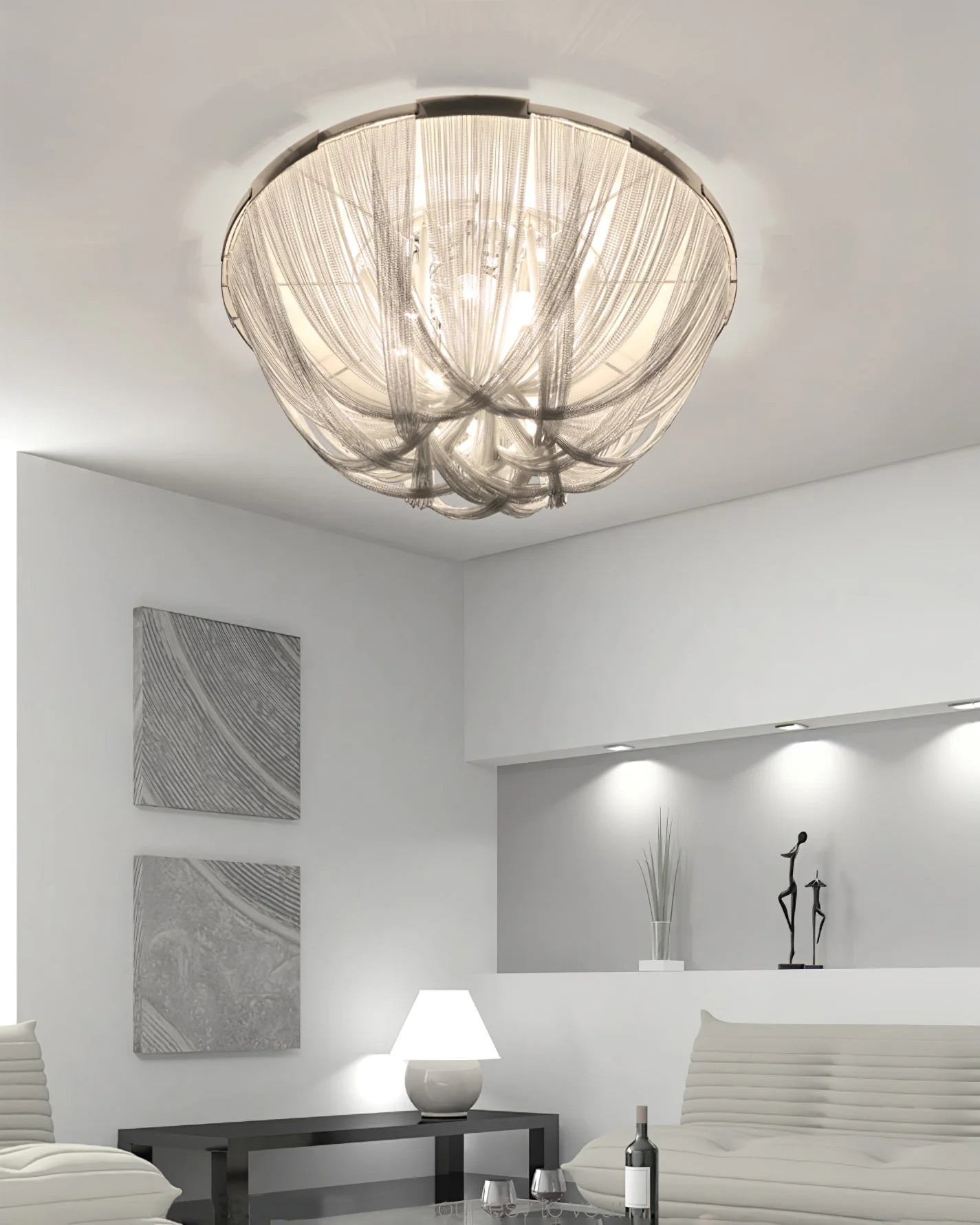 WOMO Bowl Fringe Flush Mount Ceiling Light-WM1137 - Image 15