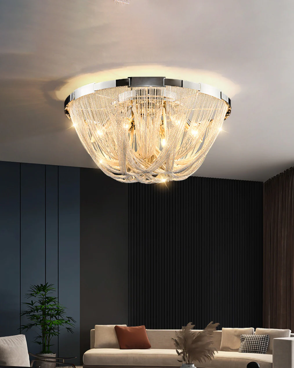 WOMO Bowl Fringe Flush Mount Ceiling Light-WM1137 - Image 6