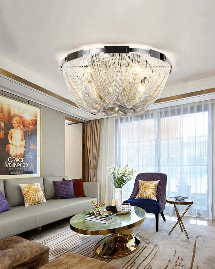 WOMO Bowl Fringe Flush Mount Ceiling Light-WM1137 - Image 9