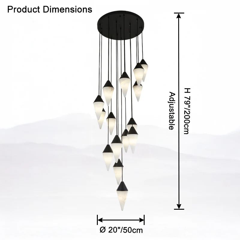 WOMO Cascading Alabaster Staircase Chandelier-WM2862 - Image 19