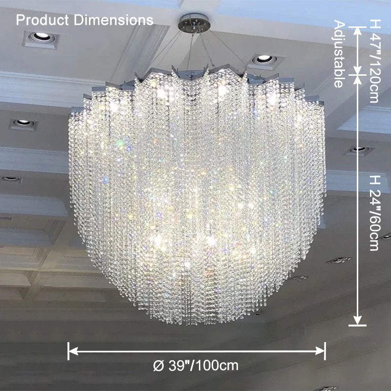 WOMO Cascading Crystal Chandelier-WM2777 - Image 15