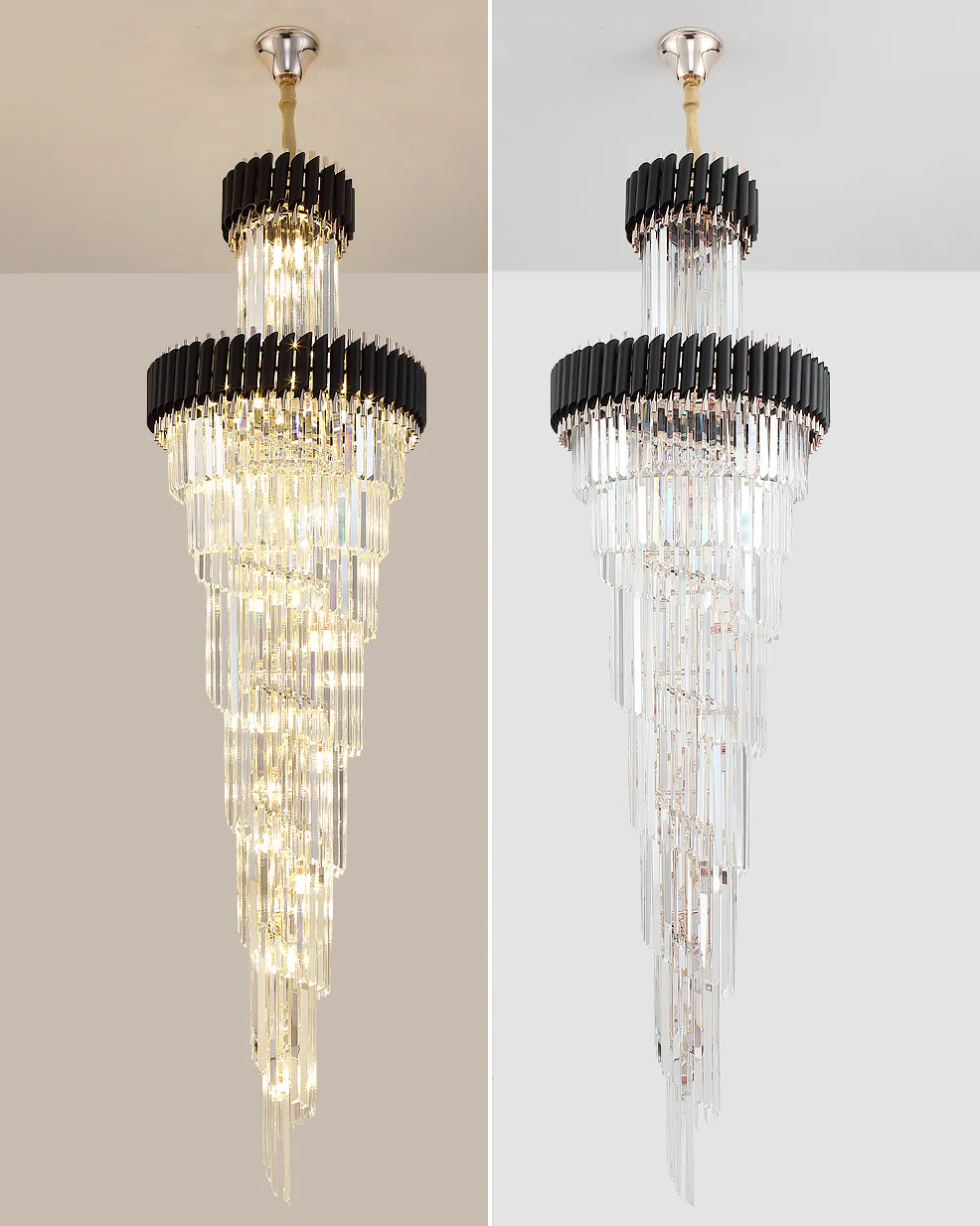WOMO Cascading Crystal Prism Chandelier-WM2570 - Image 12