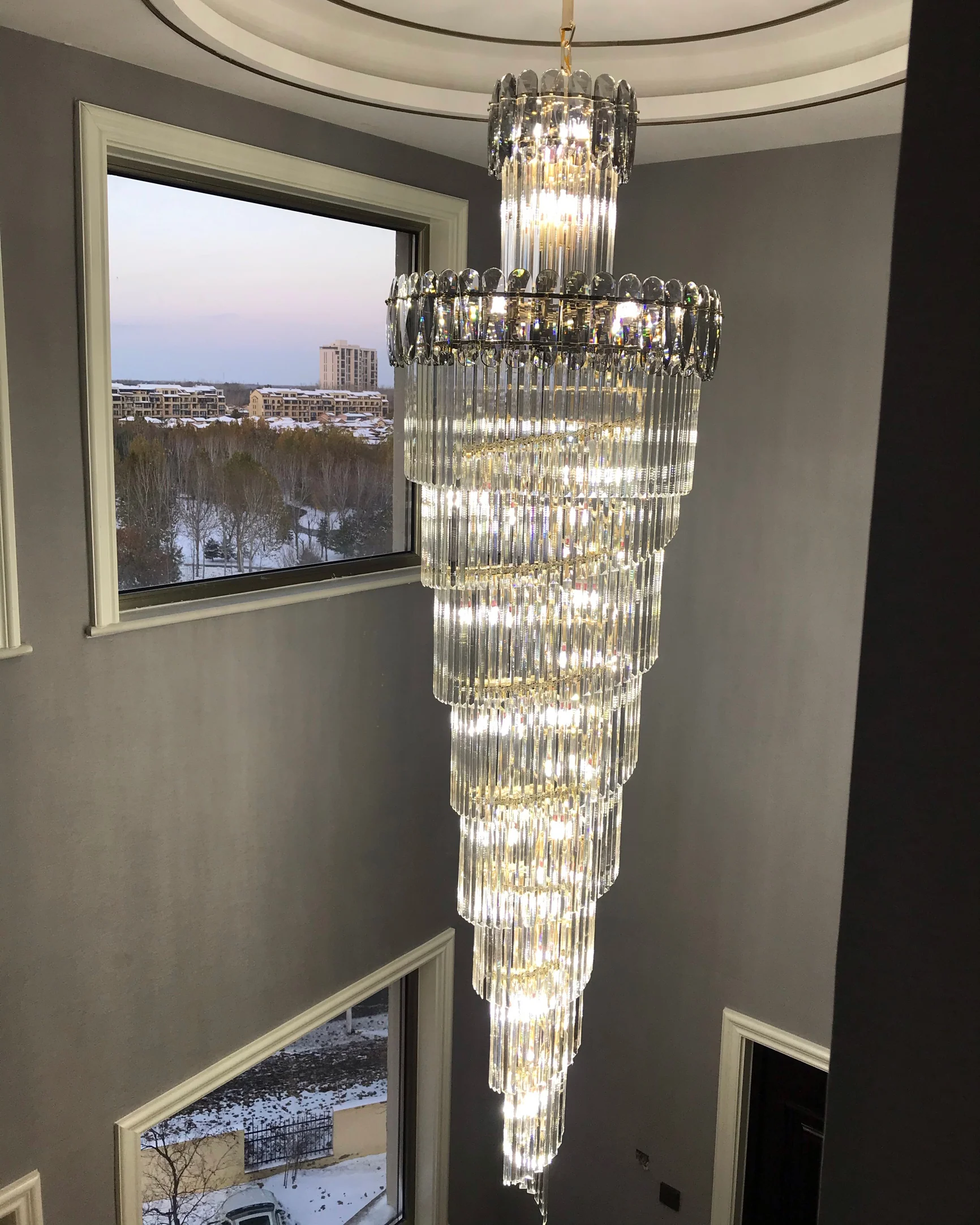 WOMO Cascading Crystal Prism Chandelier-WM2570 - Image 13