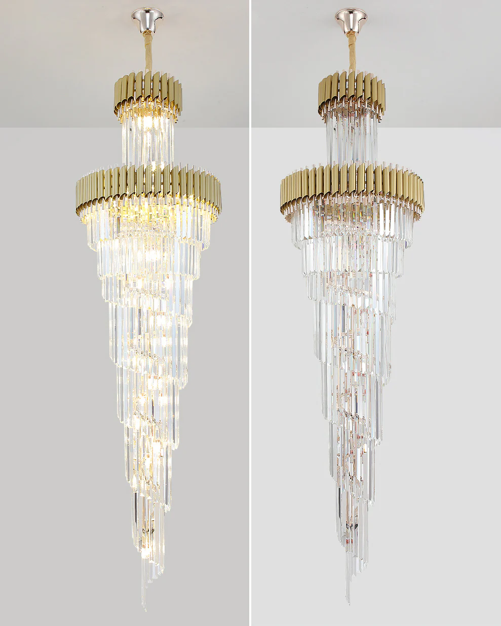 WOMO Cascading Crystal Prism Chandelier-WM2570 - Image 16