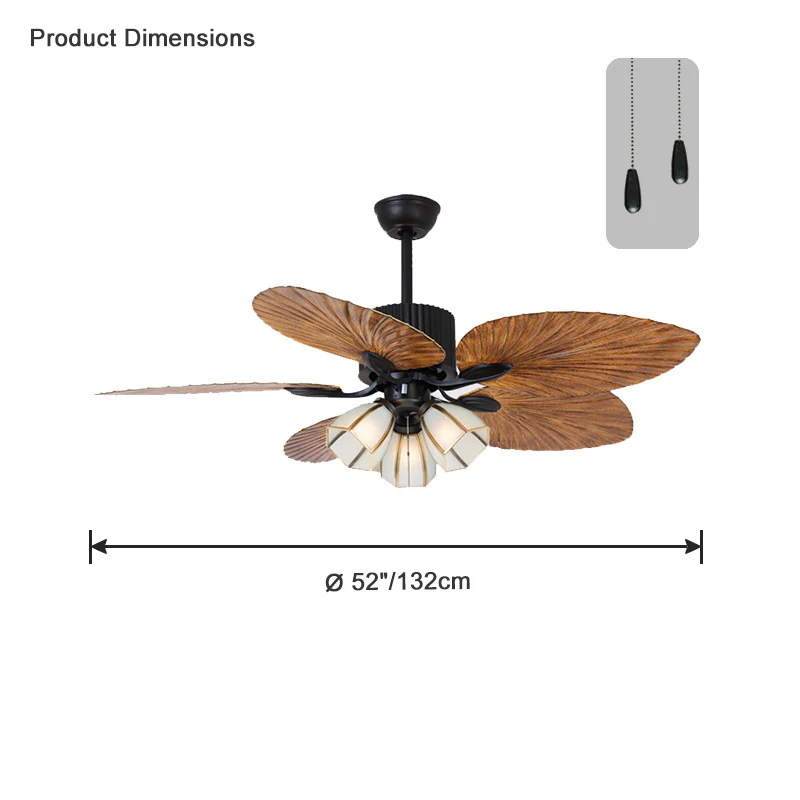 WOMO 52" Tropical Leaf Ceiling Fan Chandelier-WM5012 - Image 18