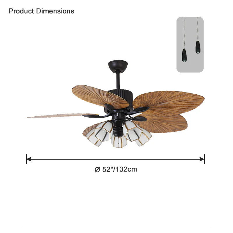 WOMO 52" Tropical Leaf Ceiling Fan Chandelier-WM5012 - Image 20