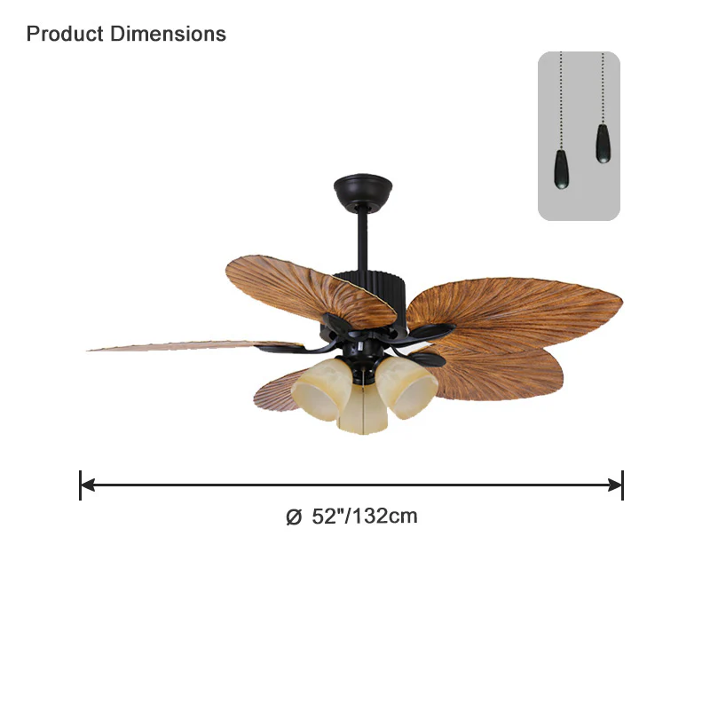 WOMO 52" Tropical Leaf Ceiling Fan Chandelier-WM5012 - Image 22