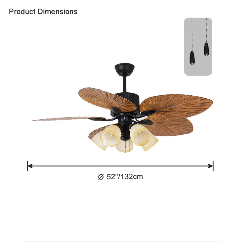 WOMO 52" Tropical Leaf Ceiling Fan Chandelier-WM5012 - Image 24