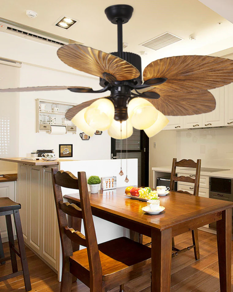 WOMO 52" Tropical Leaf Ceiling Fan Chandelier-WM5012 - Image 3