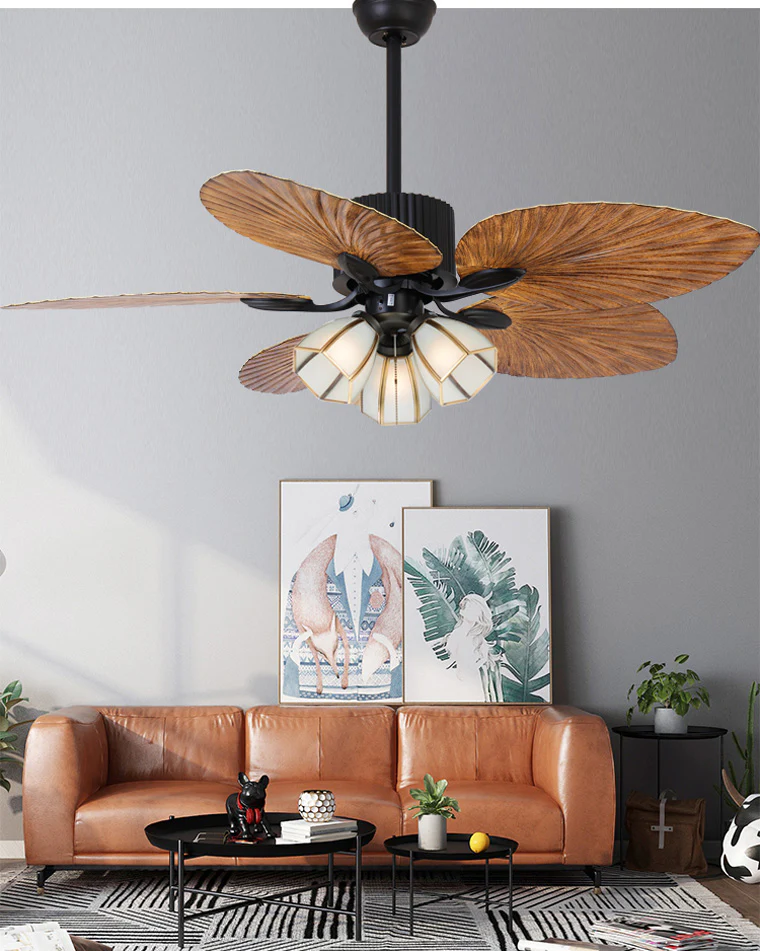 WOMO 52" Tropical Leaf Ceiling Fan Chandelier-WM5012 - Image 4