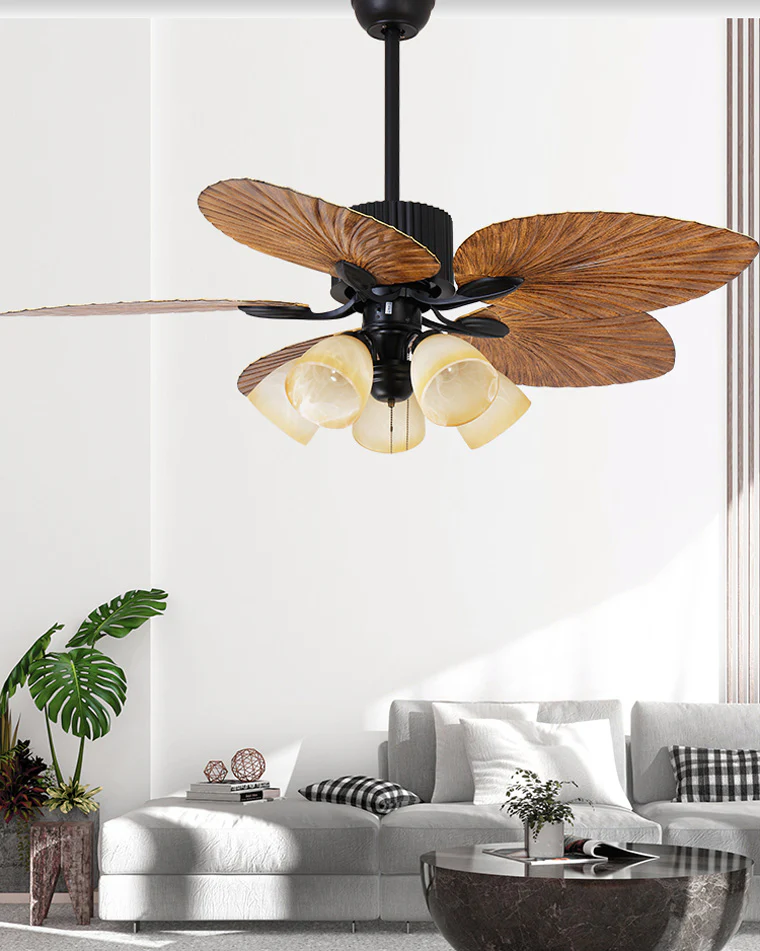 WOMO 52" Tropical Leaf Ceiling Fan Chandelier-WM5012 - Image 5
