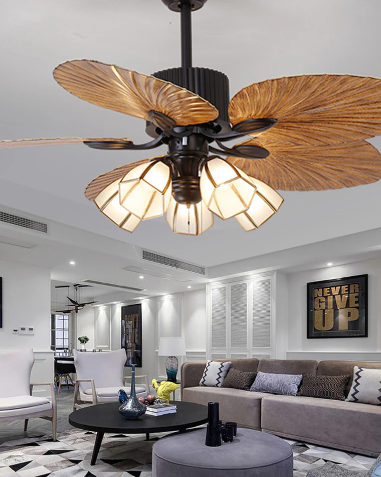 WOMO 52" Tropical Leaf Ceiling Fan Chandelier-WM5012 - Image 8