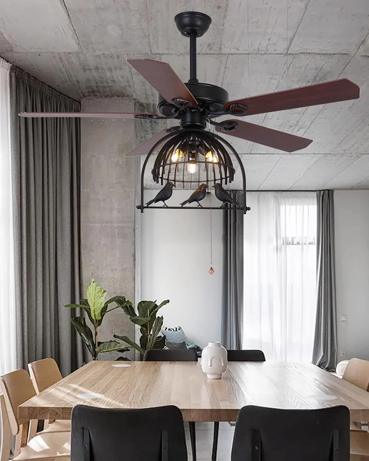 WOMO 52" Vintage Caged Ceiling Fan Chandelier-WM5022 - Image 11