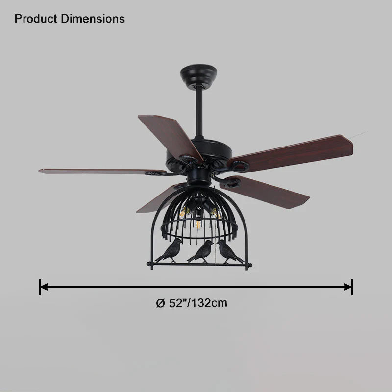 WOMO 52" Vintage Caged Ceiling Fan Chandelier-WM5022 - Image 16