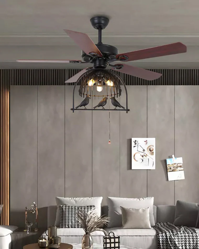 WOMO 52" Vintage Caged Ceiling Fan Chandelier-WM5022 - Image 5