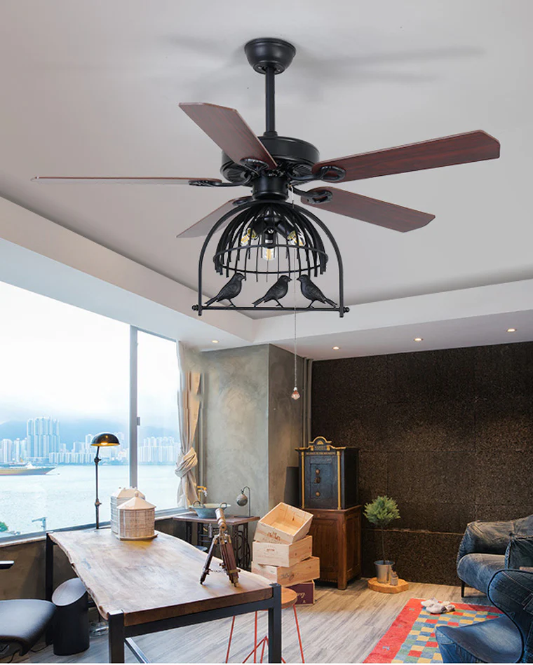 WOMO 52" Vintage Caged Ceiling Fan Chandelier-WM5022 - Image 6