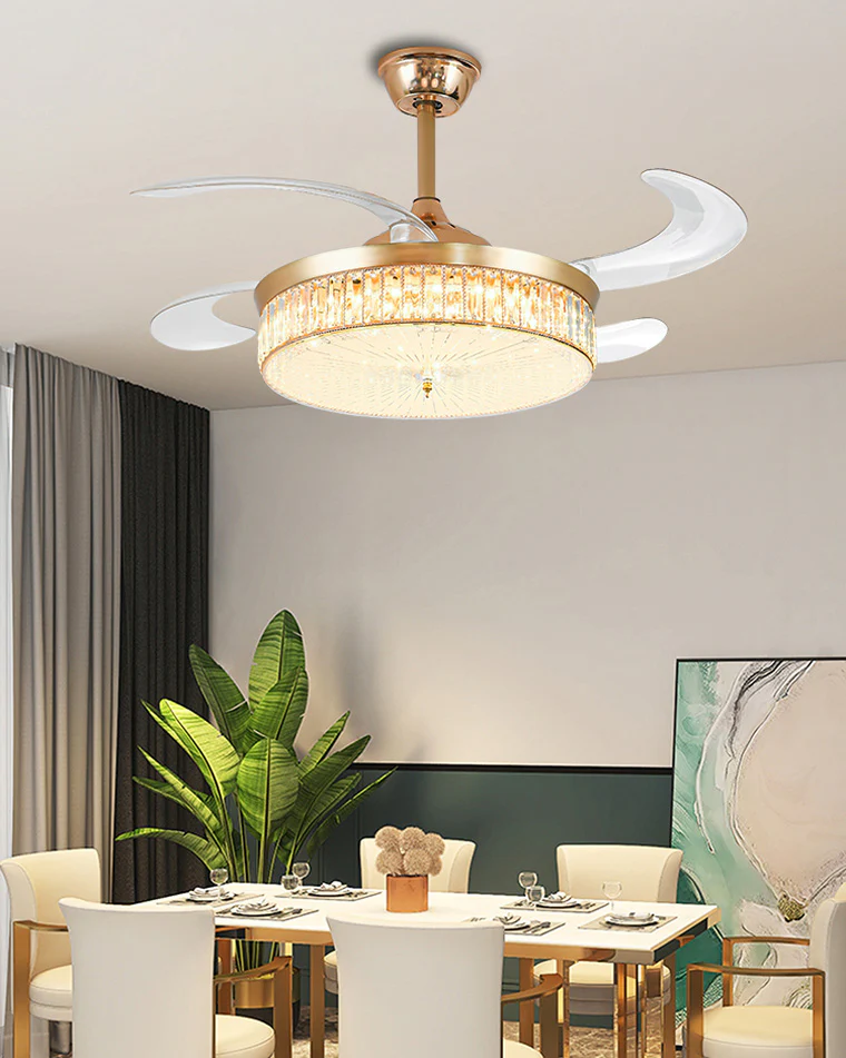 WOMO Crystal Retractable Ceiling Fan Chandelier-WM5036 - Image 11