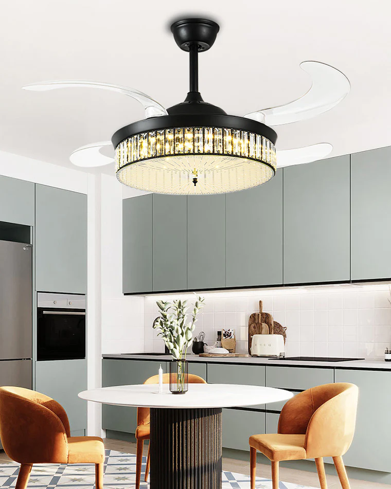 WOMO Crystal Retractable Ceiling Fan Chandelier-WM5036 - Image 4