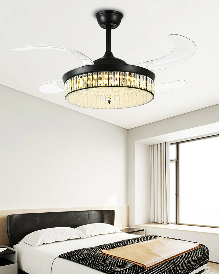 WOMO Crystal Retractable Ceiling Fan Chandelier-WM5036 - Image 5