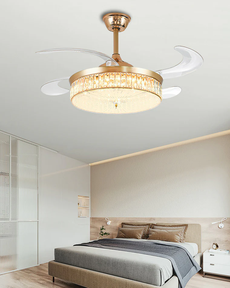 WOMO Crystal Retractable Ceiling Fan Chandelier-WM5036 - Image 9