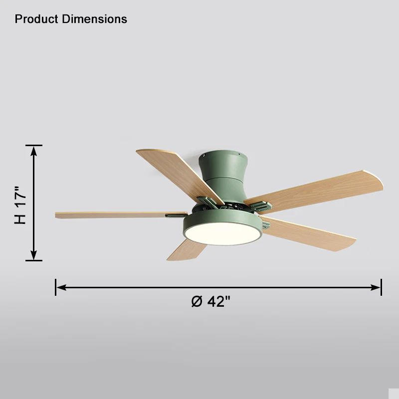 WOMO Low Profile Wood Ceiling Fan Lamp-WM5014 - Image 11