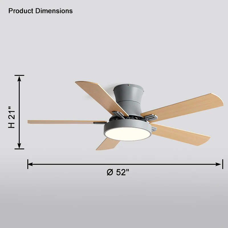 WOMO Low Profile Wood Ceiling Fan Lamp-WM5014 - Image 17
