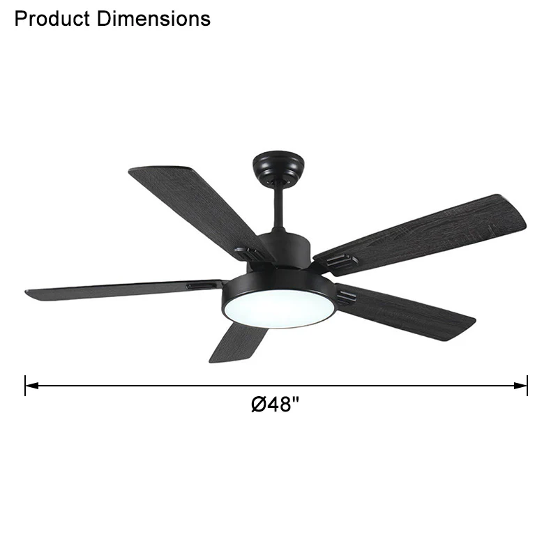 WOMO Minimal Black Ceiling Fan Lamp-WM5028 - Image 11