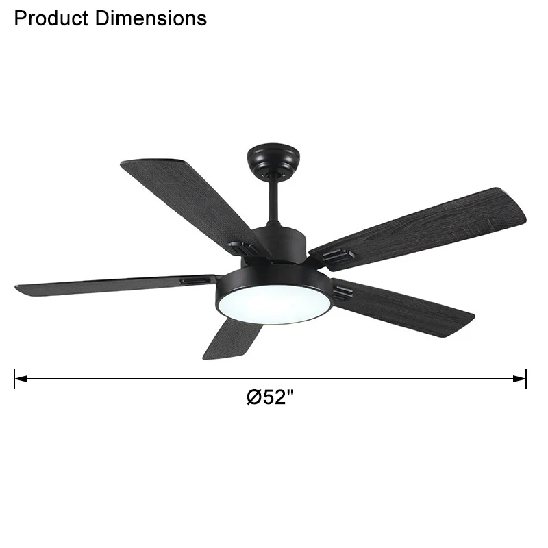 WOMO Minimal Black Ceiling Fan Lamp-WM5028 - Image 13