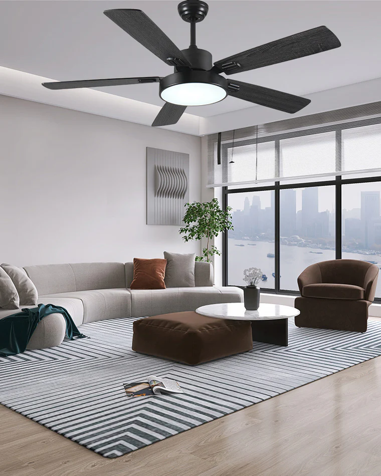WOMO Minimal Black Ceiling Fan Lamp-WM5028 - Image 3