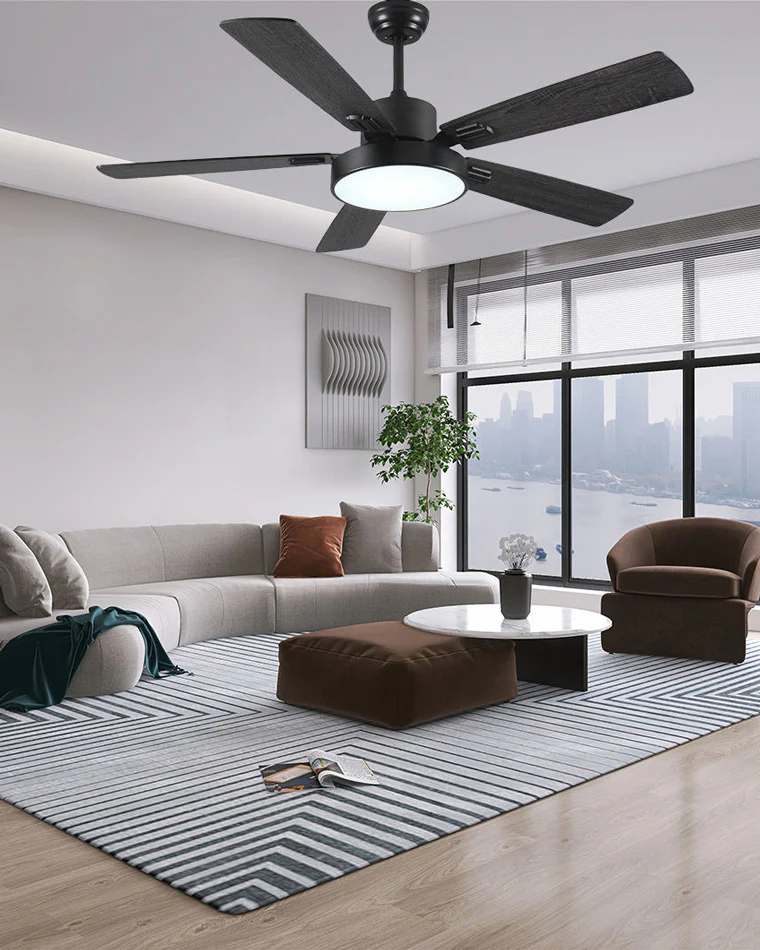 WOMO Minimal Black Ceiling Fan Lamp-WM5028 - Image 4