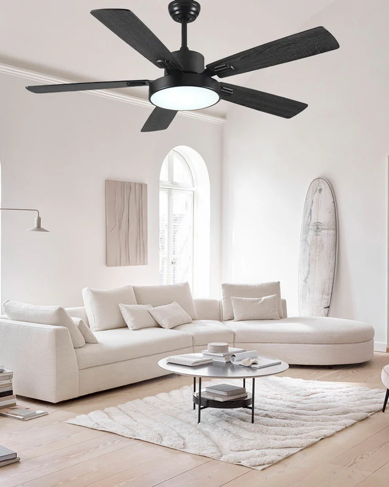 WOMO Minimal Black Ceiling Fan Lamp-WM5028 - Image 6