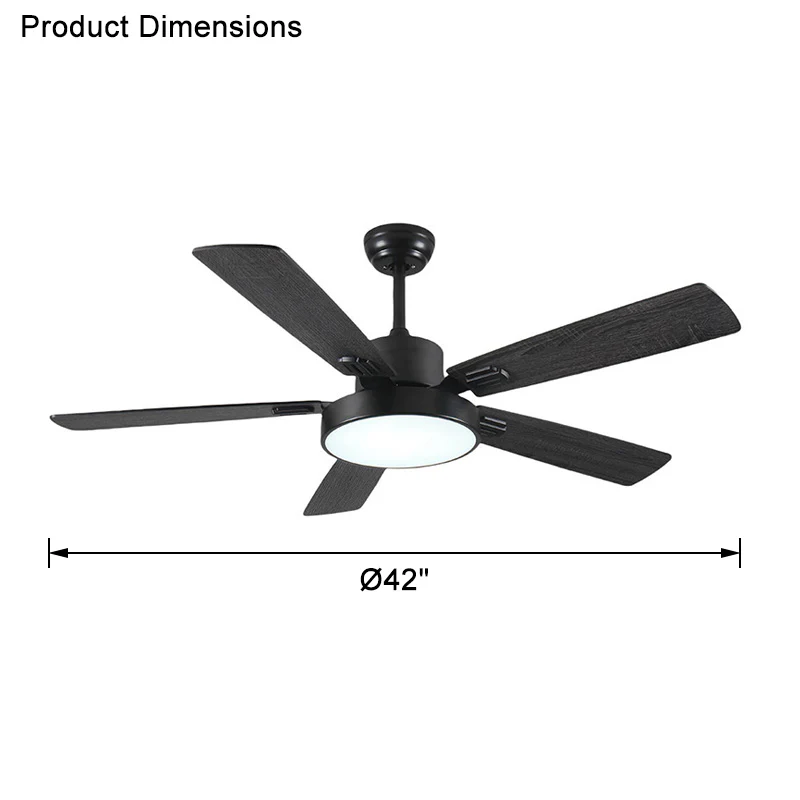 WOMO Minimal Black Ceiling Fan Lamp-WM5028 - Image 9