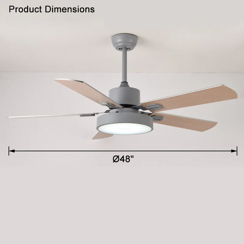 WOMO 5 Blade Modern Wood Ceiling Fan Lamp-WM5039 - Image 11