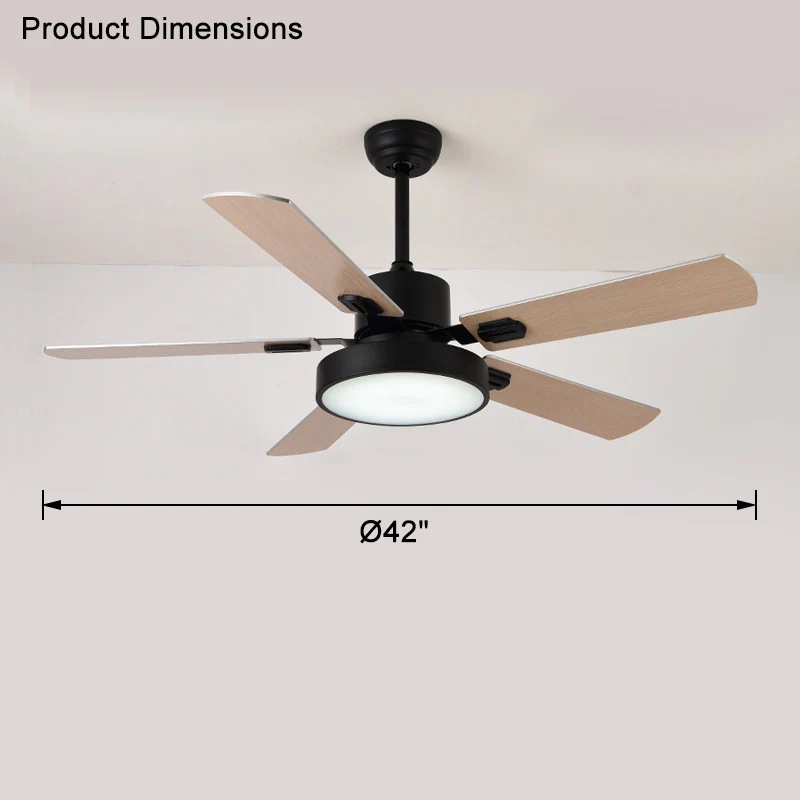 WOMO 5 Blade Modern Wood Ceiling Fan Lamp-WM5039 - Image 21