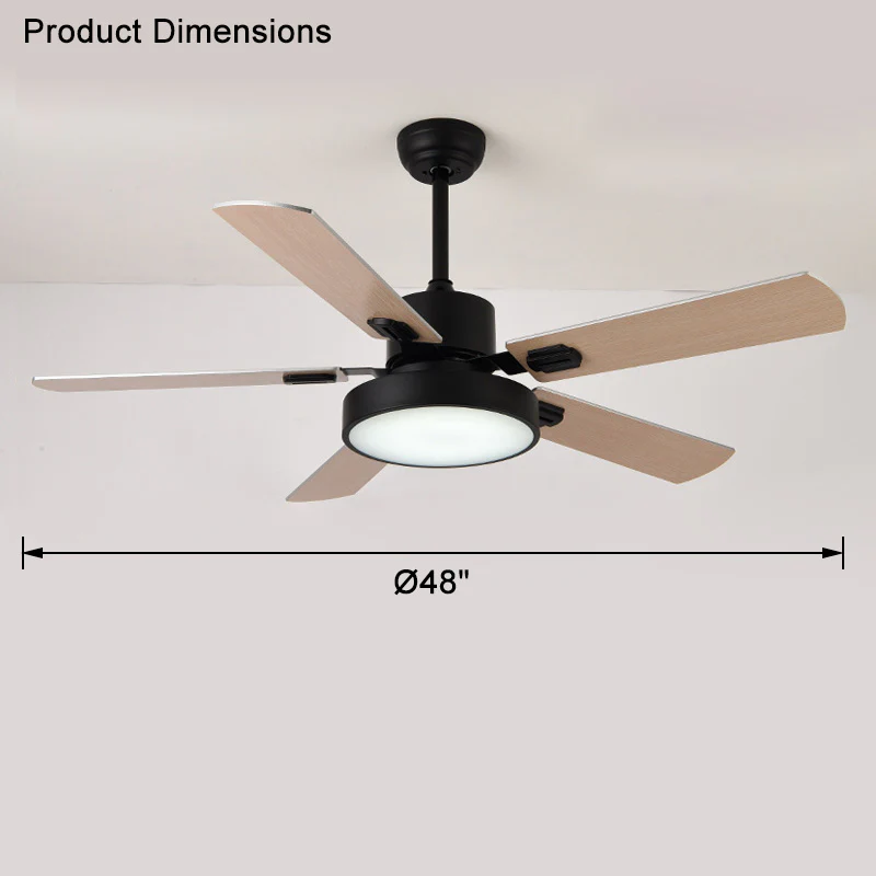WOMO 5 Blade Modern Wood Ceiling Fan Lamp-WM5039 - Image 23