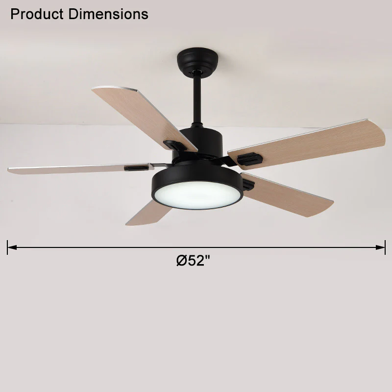WOMO 5 Blade Modern Wood Ceiling Fan Lamp-WM5039 - Image 25