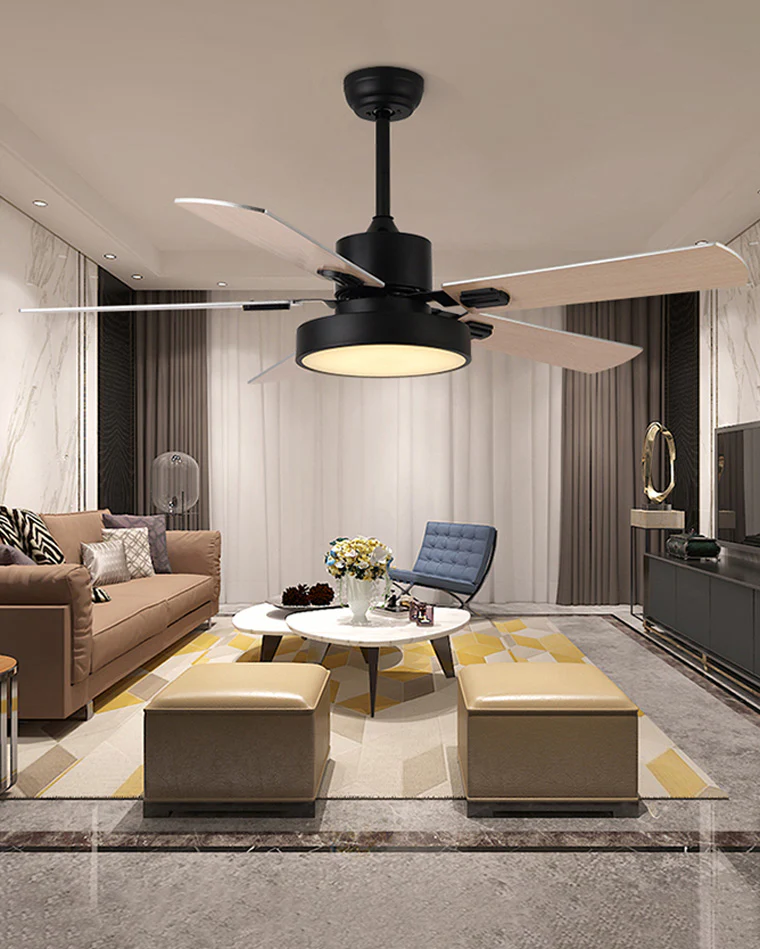 WOMO 5 Blade Modern Wood Ceiling Fan Lamp-WM5039 - Image 6