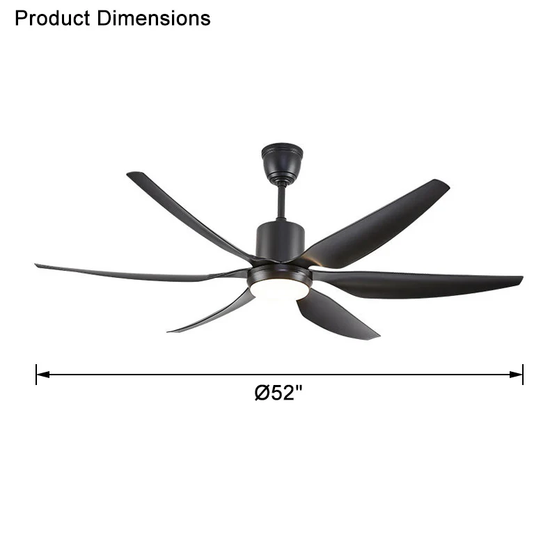 WOMO 5 Black Blade Large Ceiling Fan Lamp-WM5042 - Image 11