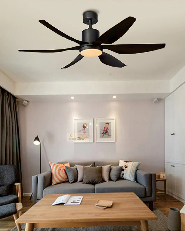 WOMO 5 Black Blade Large Ceiling Fan Lamp-WM5042 - Image 3
