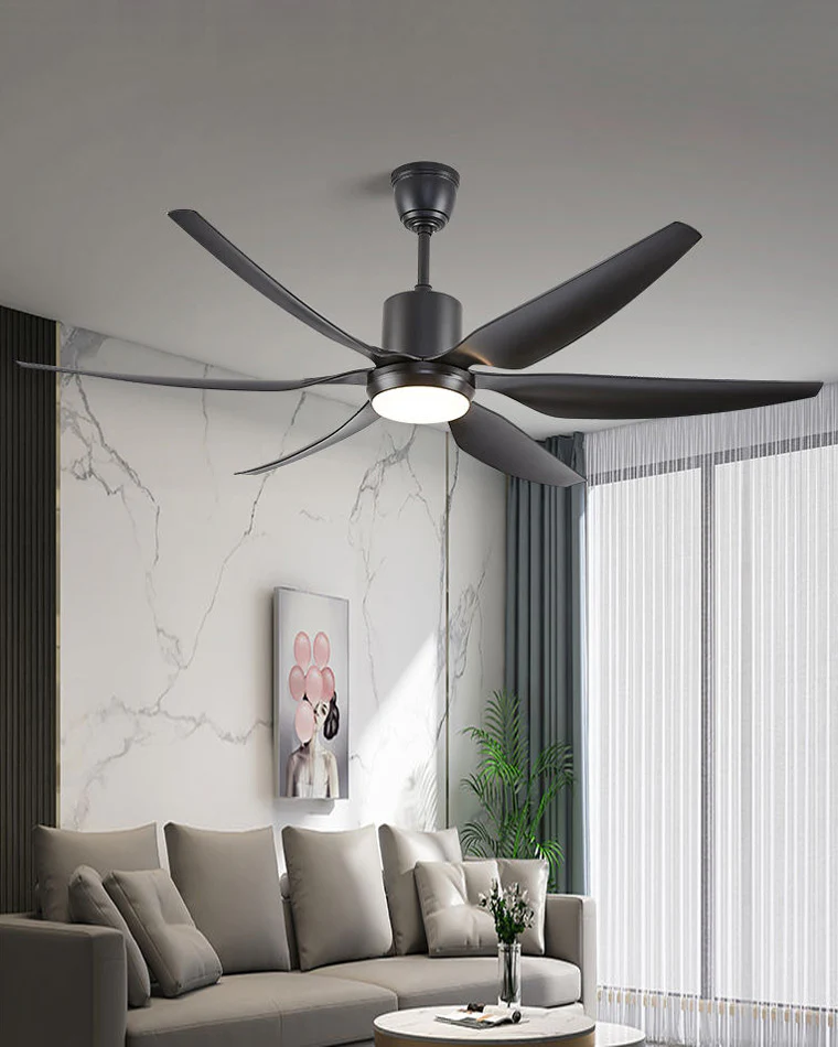 WOMO 5 Black Blade Large Ceiling Fan Lamp-WM5042 - Image 4