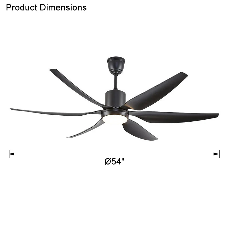 WOMO 5 Black Blade Large Ceiling Fan Lamp-WM5042 - Image 7