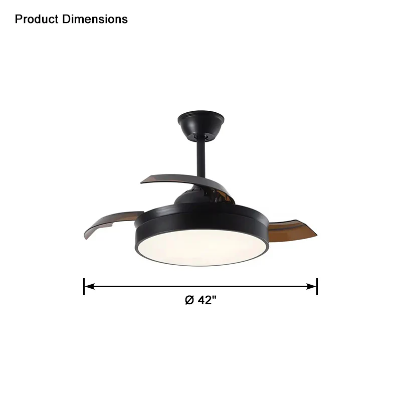 WOMO Black Retractable Ceiling Fan Lamp-WM5059 - Image 10