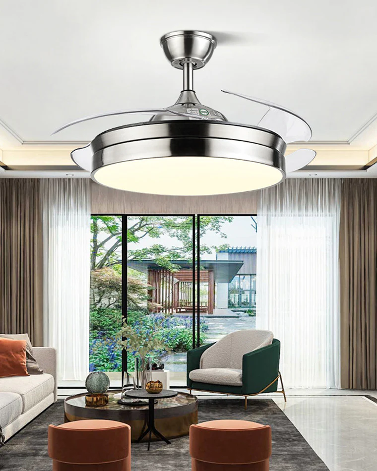 WOMO Black Retractable Ceiling Fan Lamp-WM5059 - Image 4