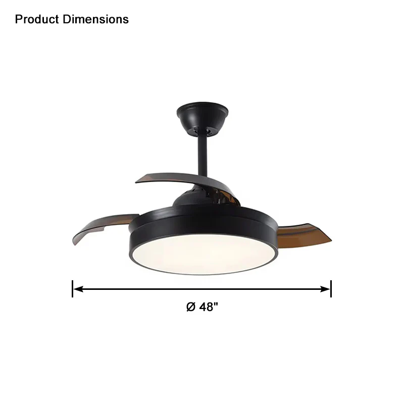 WOMO Black Retractable Ceiling Fan Lamp-WM5059 - Image 8