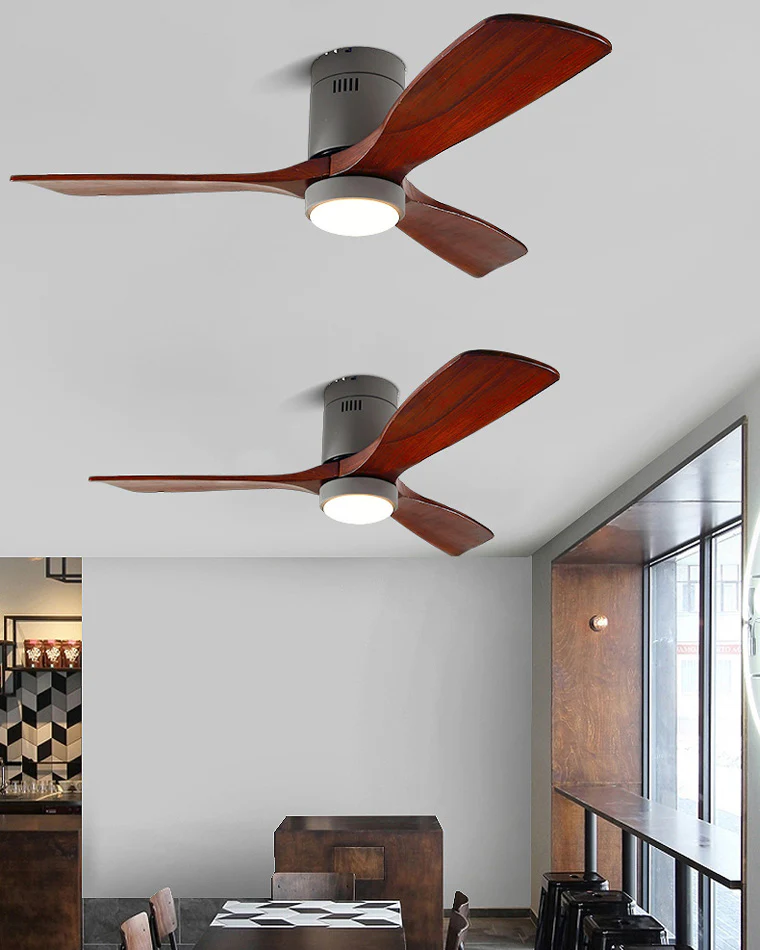 WOMO Mid-century Modern Hugger Ceiling Fan Lamp-WM5067 - Image 4