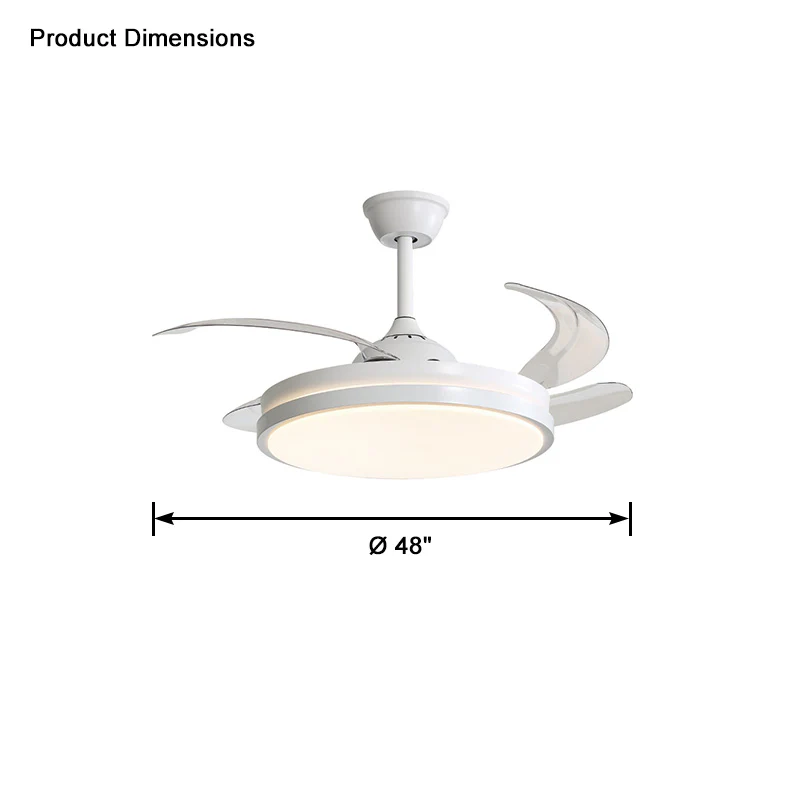 WOMO Retractable White Ceiling Fan Lamp-WM5079 - Image 10