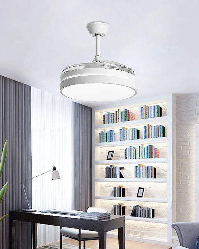 WOMO Retractable White Ceiling Fan Lamp-WM5079 - Image 3