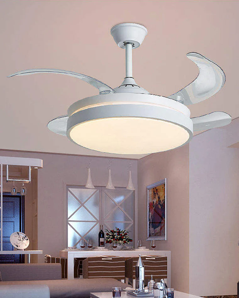 WOMO Retractable White Ceiling Fan Lamp-WM5079 - Image 4